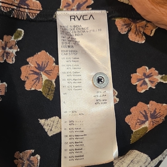RVCA Black Floral Mini Dress Size Small - Picture 6 of 12